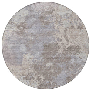 HomeRoots 8' Taupe and Beige Abstract Round Area Rug - Stylish, Washable, Durable for Indoor & Outdoor Use 689019