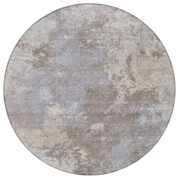 HomeRoots 8' Taupe and Beige Abstract Round Area Rug - Stylish, Washable, Durable for Indoor & Outdoor Use 689019