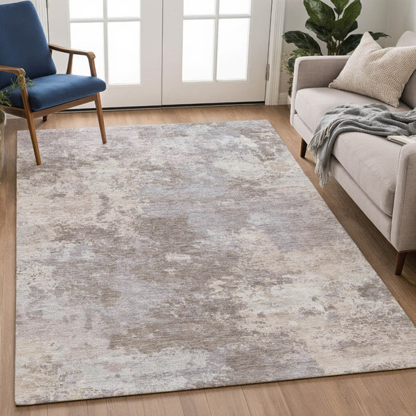 HomeRoots 10' Taupe and Beige Abstract Washable Area Rug - Durable Indoor/Outdoor Design for High Traffic Areas 689022