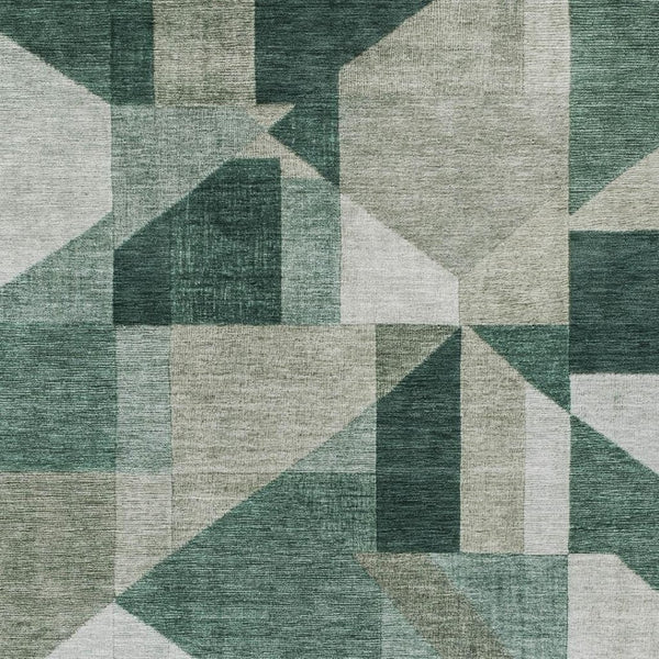 HomeRoots 8' X 10' Sage and Ivory Geometric Area Rug - Durable, Washable Design for Indoor and Outdoor Style 689026