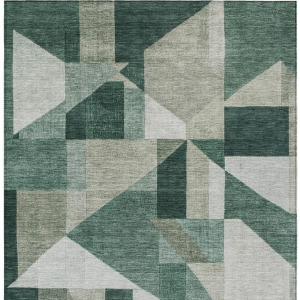 HomeRoots 8' X 10' Sage and Ivory Geometric Area Rug - Durable, Washable Design for Indoor and Outdoor Style 689026