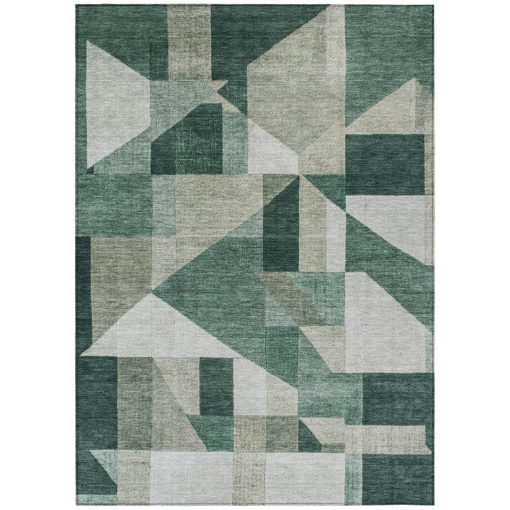 HomeRoots 8' X 10' Sage and Ivory Geometric Area Rug - Durable, Washable Design for Indoor and Outdoor Style 689026
