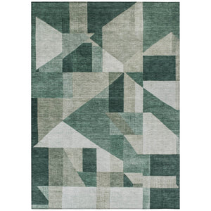 HomeRoots 8' X 10' Sage and Ivory Geometric Area Rug - Durable, Washable Design for Indoor and Outdoor Style 689026