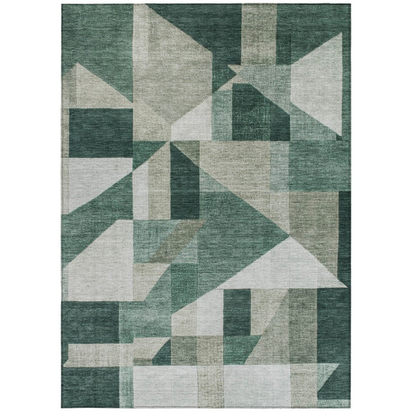 HomeRoots 10' Sage and Ivory Geometric Washable Area Rug - Durable, Stylish, Perfect for Indoor & Outdoor Use! 689028