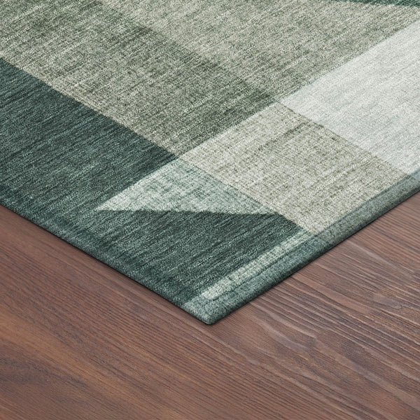 HomeRoots 10' Sage and Ivory Geometric Washable Area Rug - Durable, Stylish, Perfect for Indoor & Outdoor Use! 689028