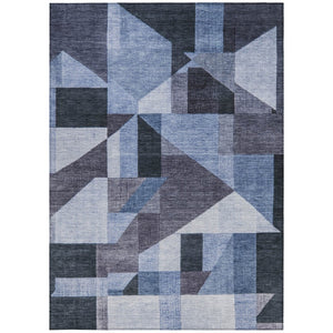 HomeRoots 8' X 10' Blue and Ivory Geometric Area Rug - Durable, Washable Design for Indoor & Outdoor Spaces 689032