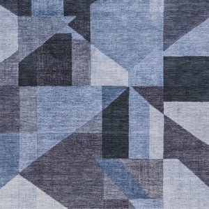 HomeRoots 9' X 12' Stylish Blue and Ivory Geometric Area Rug - Washable, Durable for Indoor & Outdoor Use! 689033