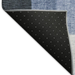HomeRoots 9' X 12' Stylish Blue and Ivory Geometric Area Rug - Washable, Durable for Indoor & Outdoor Use! 689033