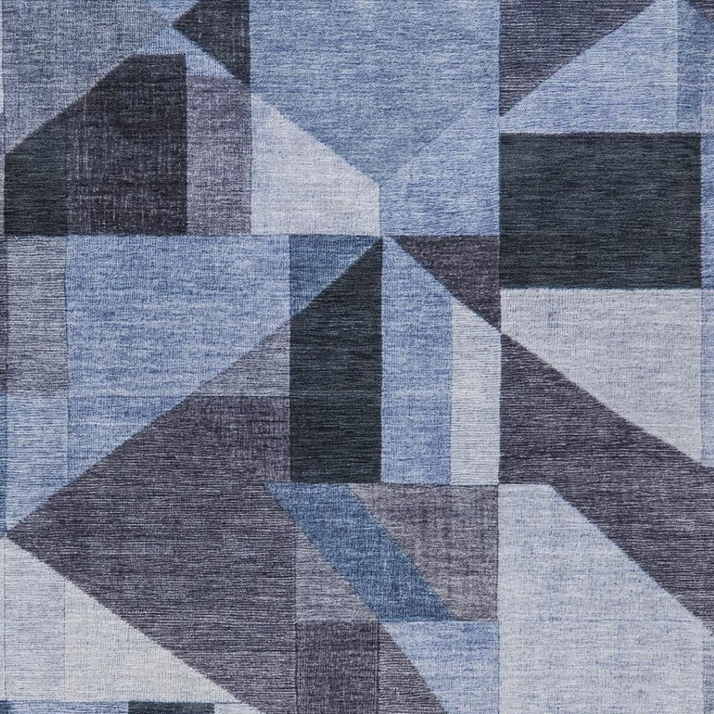 HomeRoots 10' Blue and Ivory Geometric Area Rug - Stylish, Washable, Durable for Indoor/Outdoor Spaces, 10x14 ft 689034