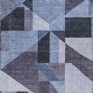 HomeRoots 10' Blue and Ivory Geometric Area Rug - Stylish, Washable, Durable for Indoor/Outdoor Spaces, 10x14 ft 689034