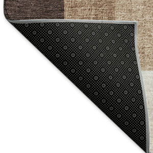 HomeRoots 9' X 12' Stylish Brown & Beige Geometric Washable Area Rug for Indoor/Outdoor High-Traffic Spaces 689039