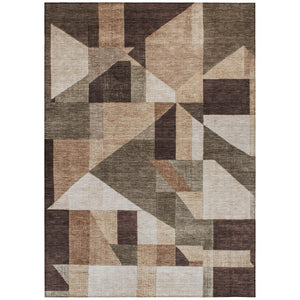 HomeRoots 10' X 14' Brown and Beige Geometric Area Rug - Stylish, Washable & Durable for Indoor/Outdoor Spaces 689040