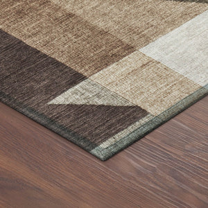 HomeRoots 10' X 14' Brown and Beige Geometric Area Rug - Stylish, Washable & Durable for Indoor/Outdoor Spaces 689040