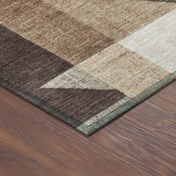 HomeRoots 10' X 14' Brown and Beige Geometric Area Rug - Stylish, Washable & Durable for Indoor/Outdoor Spaces 689040