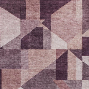 HomeRoots 5' X 8' Eggplant and Ivory Geometric Indoor-Outdoor Area Rug - Stylish, Durable & Easy-Care Design 689042
