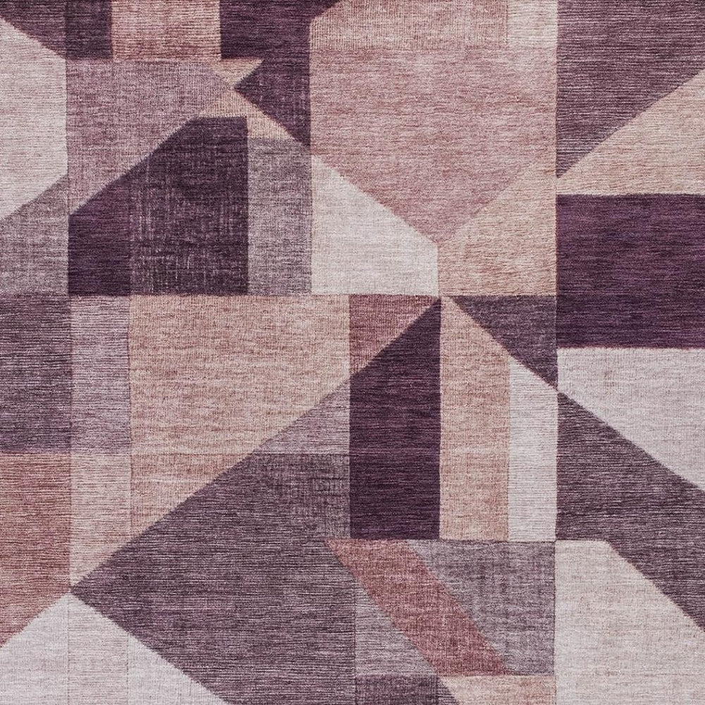 HomeRoots 9' X 12' Eggplant Geometric Indoor Outdoor Area Rug - Durable, Machine Washable, Stylish & Versatile! 689045