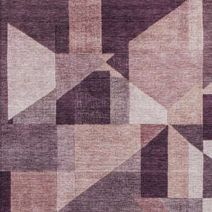 HomeRoots 10' X 14' Eggplant and Ivory Geometric Area Rug – Stylish, Washable, Durable for Indoor & Outdoor Use 689046