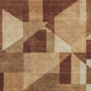 HomeRoots 9' X 12' Stylish Rust and Beige Geometric Area Rug - Washable, Durable, Indoor/Outdoor Versatility! 689057