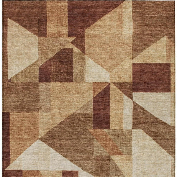 HomeRoots 9' X 12' Stylish Rust and Beige Geometric Area Rug - Washable, Durable, Indoor/Outdoor Versatility! 689057