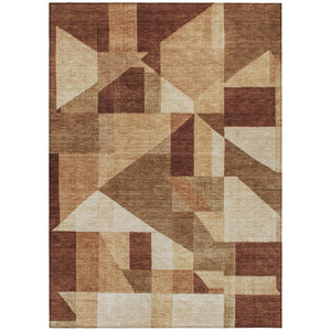 HomeRoots 9' X 12' Stylish Rust and Beige Geometric Area Rug - Washable, Durable, Indoor/Outdoor Versatility! 689057