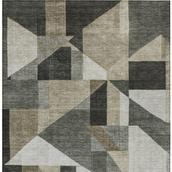HomeRoots 8' X 10' Stylish Pewter and Ivory Geometric Washable Area Rug for Indoor and Outdoor Spaces 689062