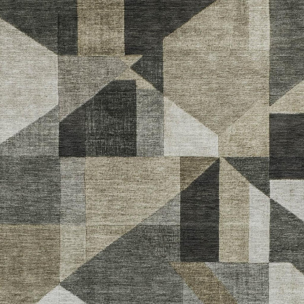 HomeRoots 9' Geometric Pewter and Ivory Area Rug - Washable, Durable, Indoor-Outdoor Versatility for Any Space 689063
