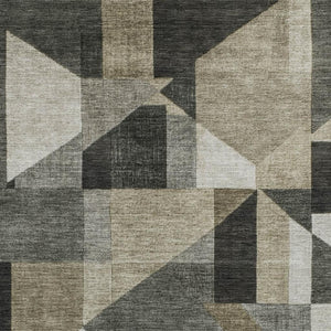 HomeRoots 10' X 14' Stylish Pewter & Ivory Geometric Washable Rug for Indoor & Outdoor Versatility & Durability 689064