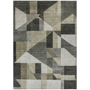 HomeRoots 10' X 14' Stylish Pewter & Ivory Geometric Washable Rug for Indoor & Outdoor Versatility & Durability 689064