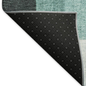 HomeRoots 8' X 10' Durable Teal Blue & Gray Geometric Washable Area Rug for Indoor & Outdoor Spaces 689068