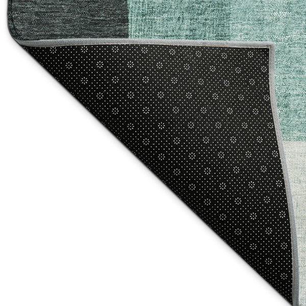 HomeRoots 8' X 10' Durable Teal Blue & Gray Geometric Washable Area Rug for Indoor & Outdoor Spaces 689068