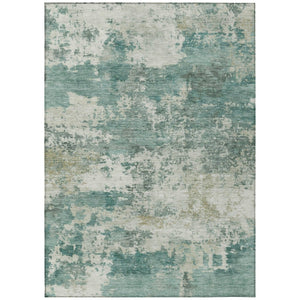 HomeRoots 8' X 10' Artichoke Green & Ivory Modern Abstract Rug - Durable, Washable for Indoor & Outdoor Use! 689074