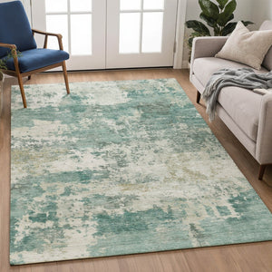 HomeRoots 9' Stylish Artichoke Green & Ivory Abstract Washable Area Rug for Indoor/Outdoor Spaces, Durable & Chic 689075