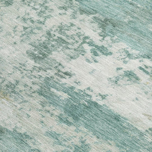 HomeRoots 9' x 12' Aqua & Ivory Abstract Area Rug - Stylish, Washable, Durable for Indoor & Outdoor Spaces! 689081