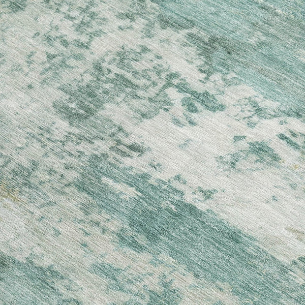 HomeRoots 9' x 12' Aqua & Ivory Abstract Area Rug - Stylish, Washable, Durable for Indoor & Outdoor Spaces! 689081