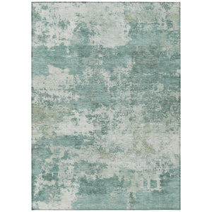 HomeRoots 9' x 12' Aqua & Ivory Abstract Area Rug - Stylish, Washable, Durable for Indoor & Outdoor Spaces! 689081