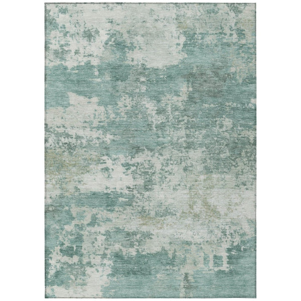HomeRoots 9' x 12' Aqua & Ivory Abstract Area Rug - Stylish, Washable, Durable for Indoor & Outdoor Spaces! 689081