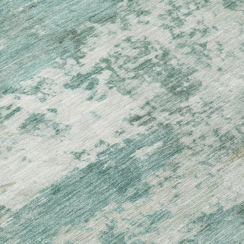 HomeRoots 9' x 12' Aqua & Ivory Abstract Area Rug - Stylish, Washable, Durable for Indoor & Outdoor Spaces! 689081