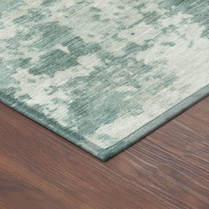 HomeRoots 10' Aqua and Ivory Abstract Area Rug - Stylish, Washable, Indoor/Outdoor, Durable for High Traffic Areas 689082