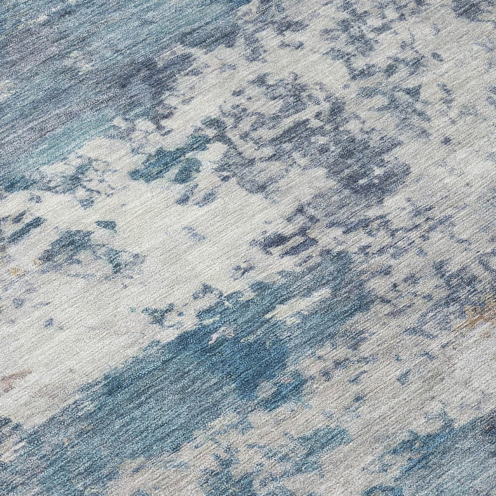 HomeRoots 5' X 8' Blue and Ivory Abstract Area Rug – Durable, Washable Design for Indoor & Outdoor Spaces! 689084