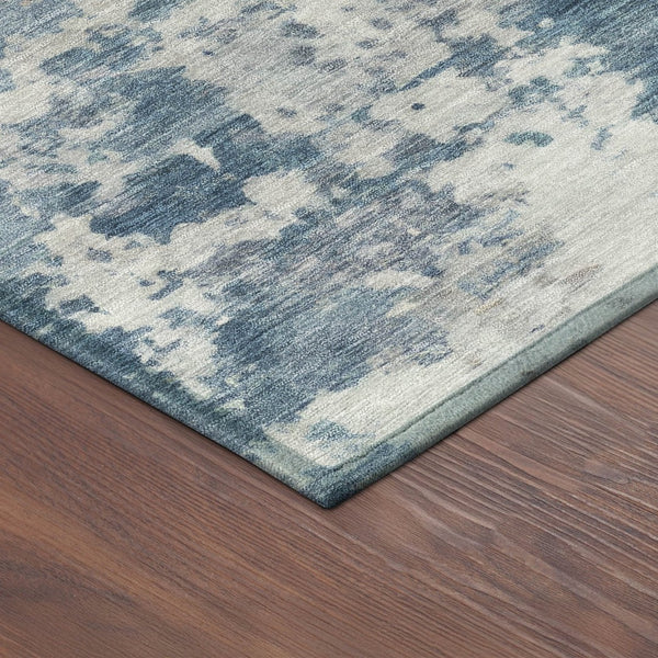 HomeRoots 8' Blue and Ivory Geometric Abstract Rug – Washable, Durable, Indoor/Outdoor Style for Every Space 689085