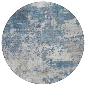 HomeRoots 8' Blue and Ivory Geometric Abstract Rug – Washable, Durable, Indoor/Outdoor Style for Every Space 689085