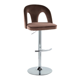 English Elm Adjustable Velvet Swivel Barstools with Chrome Base Set of 2 for Kitchen Island B202S01959
