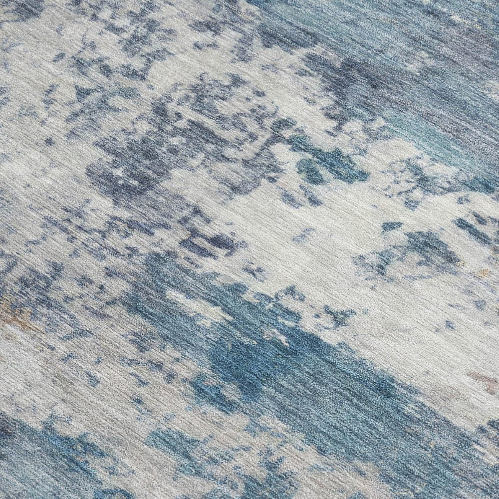 HomeRoots 9' X 12' Blue and Ivory Abstract Washable Area Rug - Stylish, Durable, Indoor/Outdoor Perfect Fit! 689087