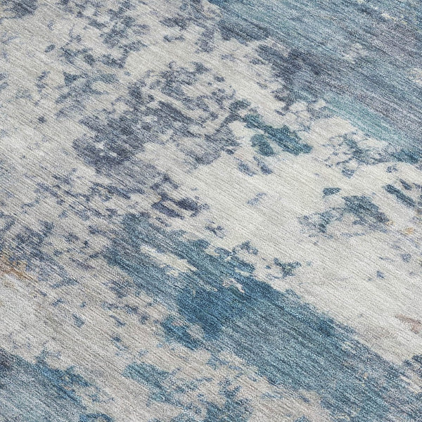 HomeRoots 9' X 12' Blue and Ivory Abstract Washable Area Rug - Stylish, Durable, Indoor/Outdoor Perfect Fit! 689087