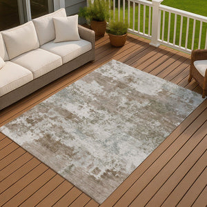 HomeRoots 5' X 8' Brown and Beige Abstract Area Rug - Durable, Washable, Stylish for Indoor & Outdoor Spaces 689090