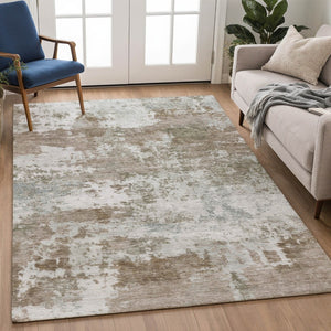 HomeRoots 5' X 8' Brown and Beige Abstract Area Rug - Durable, Washable, Stylish for Indoor & Outdoor Spaces 689090