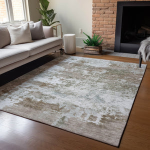 HomeRoots 5' X 8' Brown and Beige Abstract Area Rug - Durable, Washable, Stylish for Indoor & Outdoor Spaces 689090