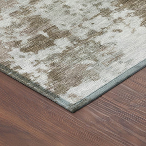 HomeRoots 8' Brown and Beige Abstract Round Area Rug - Washable, Durable Design for Indoor & Outdoor Use 689091