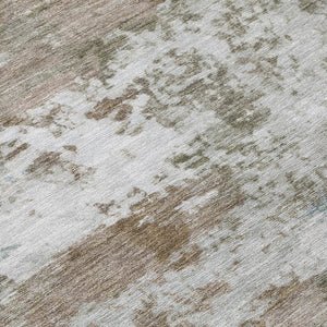 HomeRoots 8' Brown and Beige Abstract Round Area Rug - Washable, Durable Design for Indoor & Outdoor Use 689091