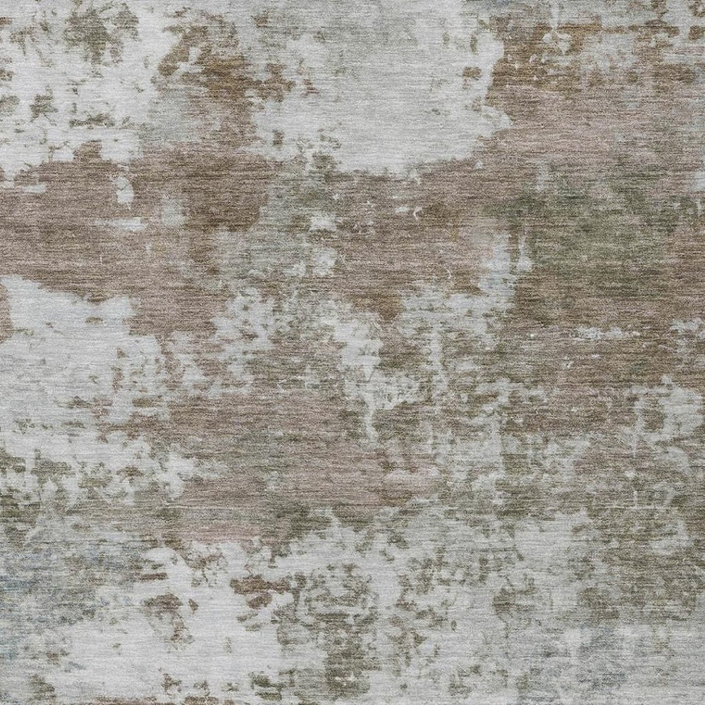 HomeRoots 9' X 12' Modern Brown and Beige Abstract Washable Area Rug – Stylish Indoor/Outdoor Comfort Solution 689093